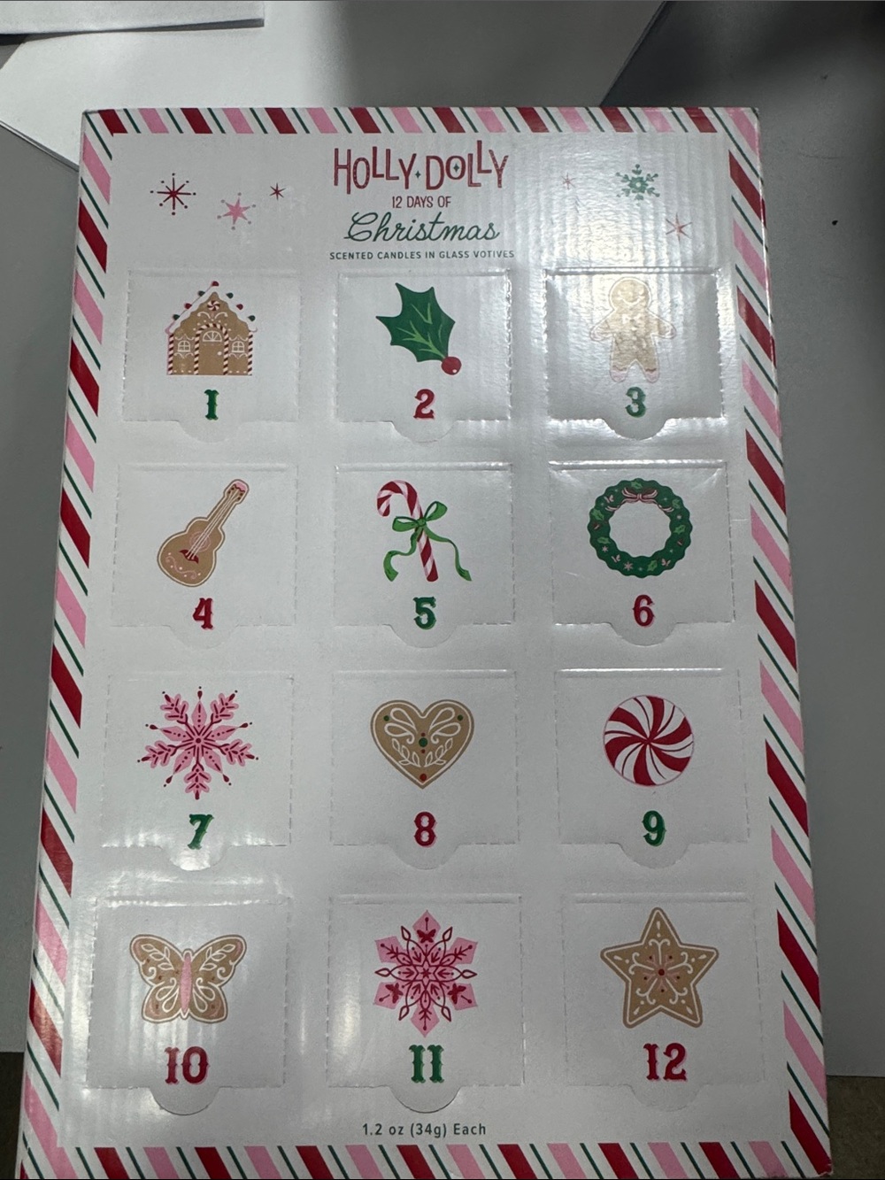 Holly + Dolly 12 Days of Christmas Scented Candle Set - White/Red/Green